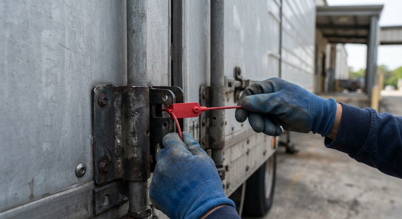 Palletized freight loaded on the BLACK BUCK TRANSPORT LLC trailer